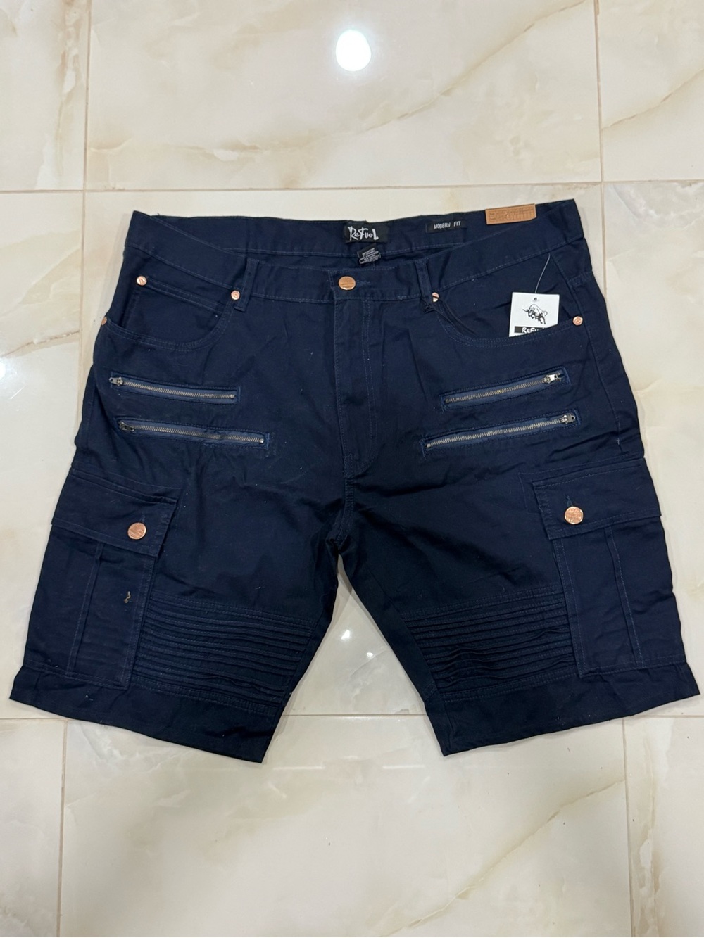 rebels Black Men's Cargo Shorts with Zip and Flap Pockets